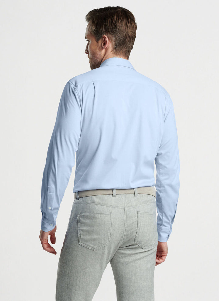 Peter Millar Mens Tailored Fit Magnus Excursionist Flex Sport Shirt - BLUE FROST