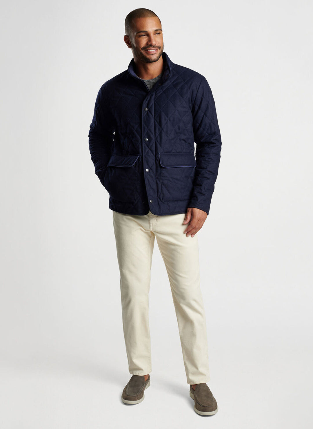Peter Millar Mens Classic Fit Suffolk Wool Coat - NAVY