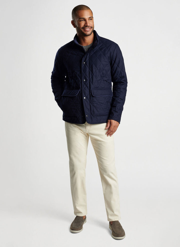 Peter Millar Mens Classic Fit Suffolk Wool Coat - NAVY
