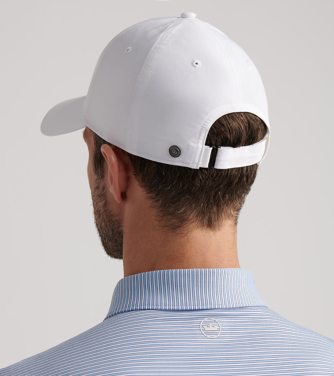 Peter Millar Mens Pursuit Performance Stacked Logo Hat - WHITE