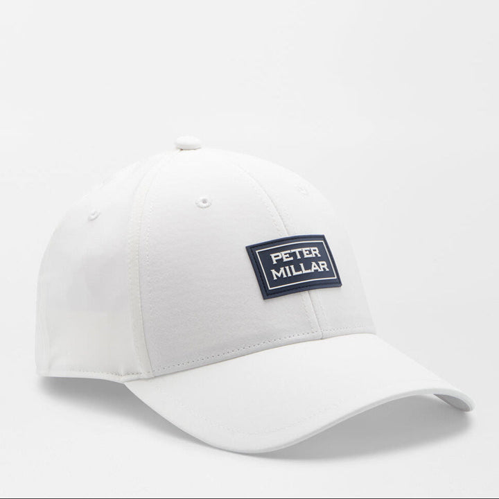 Peter Millar Mens Pursuit Performance Stacked Logo Hat - WHITE