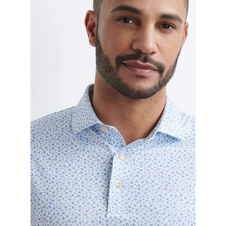 Peter Millar Men's Classic Fit Finch Performance Jersey Polo - WHITE