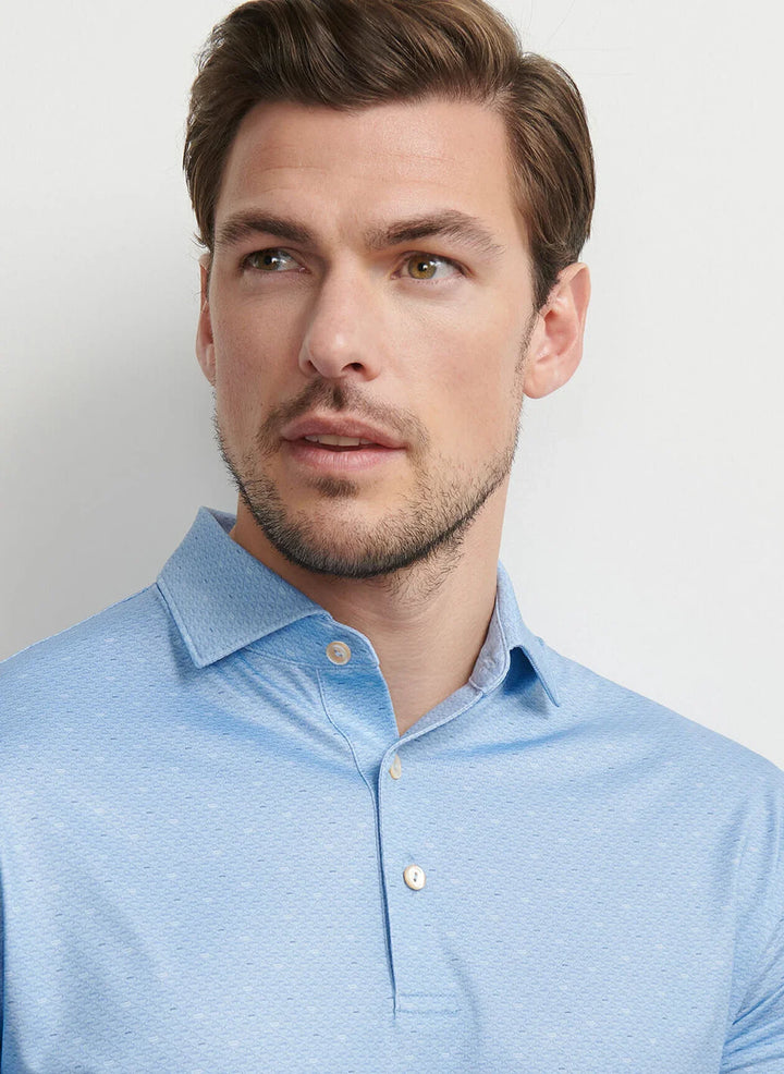 Peter Millar Men's Classic Fit Fall Football Performance Jersey Polo - COTTAGE BLUE