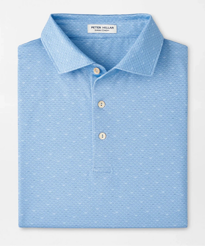 Peter Millar Men's Classic Fit Fall Football Performance Jersey Polo - COTTAGE BLUE