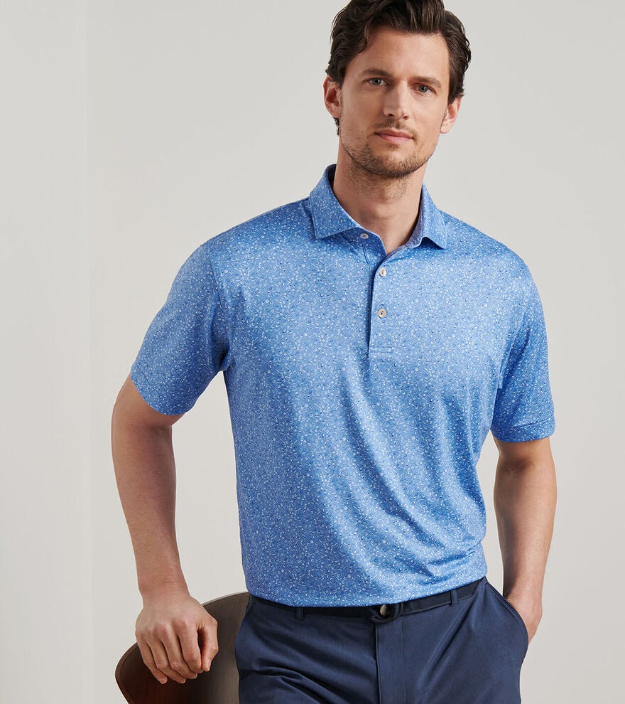 Peter Millar Men's Classic Fit Champagne & Caviar Performance Jersey Polo - EVENING TIDE