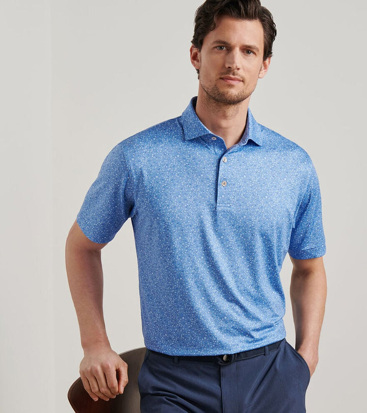 Peter Millar Men's Classic Fit Champagne & Caviar Performance Jersey Polo - EVENING TIDE