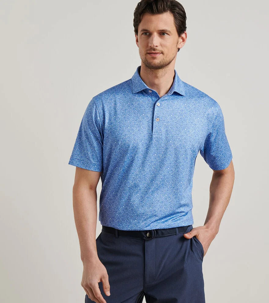 Peter Millar Men's Classic Fit Champagne & Caviar Performance Jersey Polo - EVENING TIDE