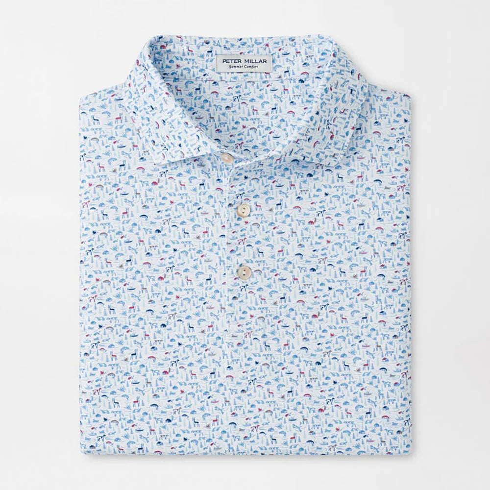 Peter Millar Men's Classic Fit On The Hunt Performance Jersey Polo - WHITE