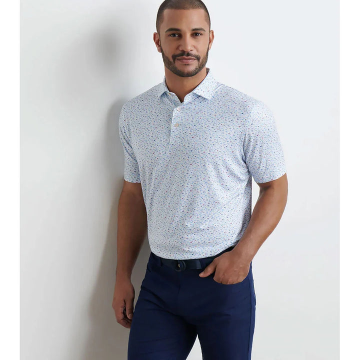 Peter Millar Men's Classic Fit On The Hunt Performance Jersey Polo - WHITE