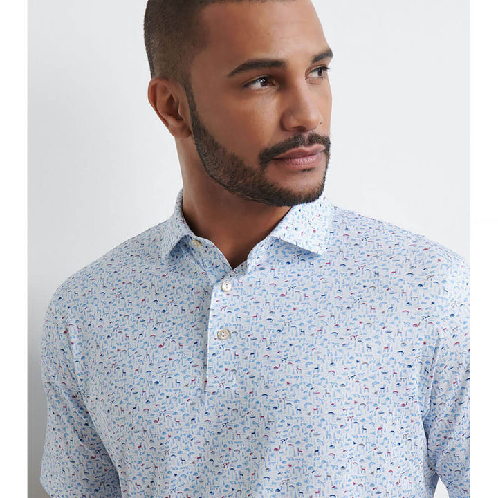 Peter Millar Men's Classic Fit On The Hunt Performance Jersey Polo - WHITE