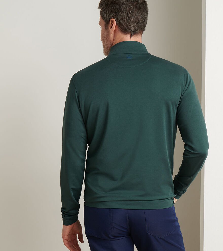 Peter Millar Mens Perth Melange Performance Quarter-Zip - NORDIC PINE