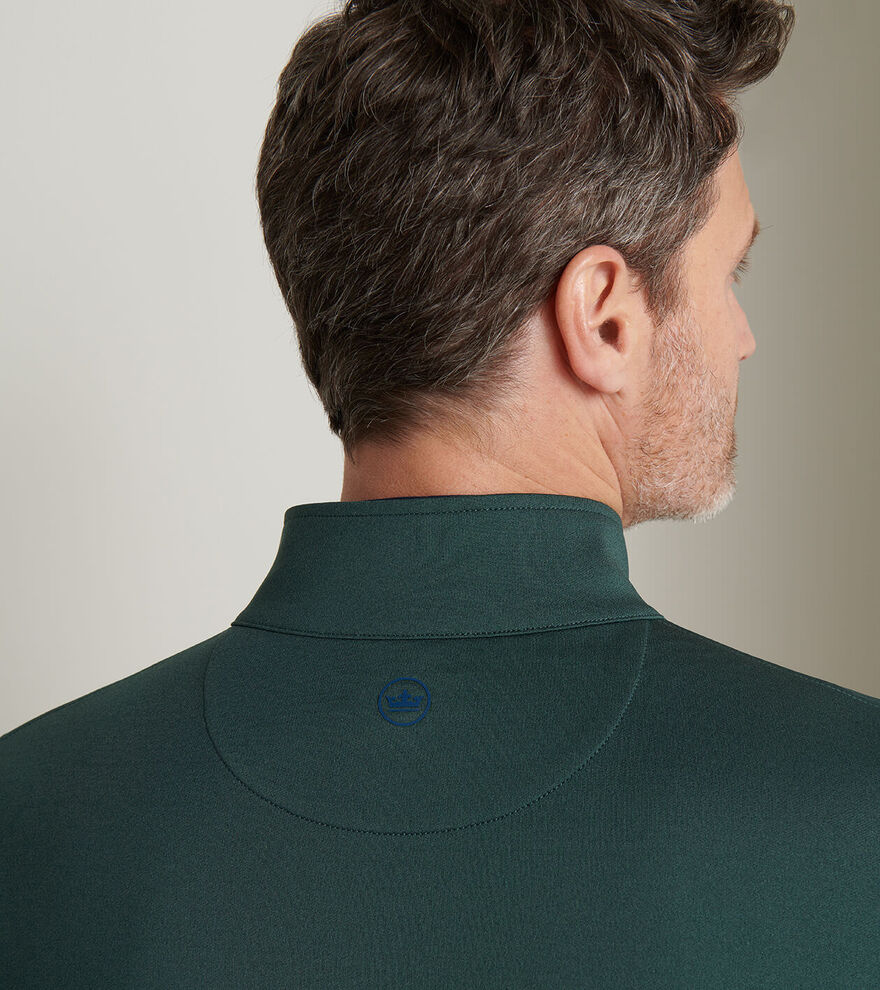 Peter Millar Mens Perth Melange Performance Quarter-Zip - NORDIC PINE