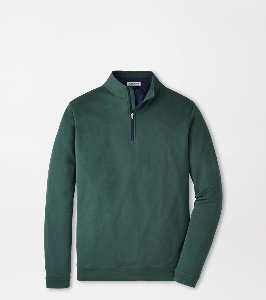 Peter Millar Mens Perth Melange Performance Quarter-Zip - NORDIC PINE
