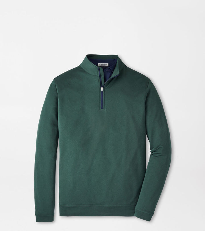 Peter Millar Mens Perth Melange Performance Quarter-Zip - NORDIC PINE