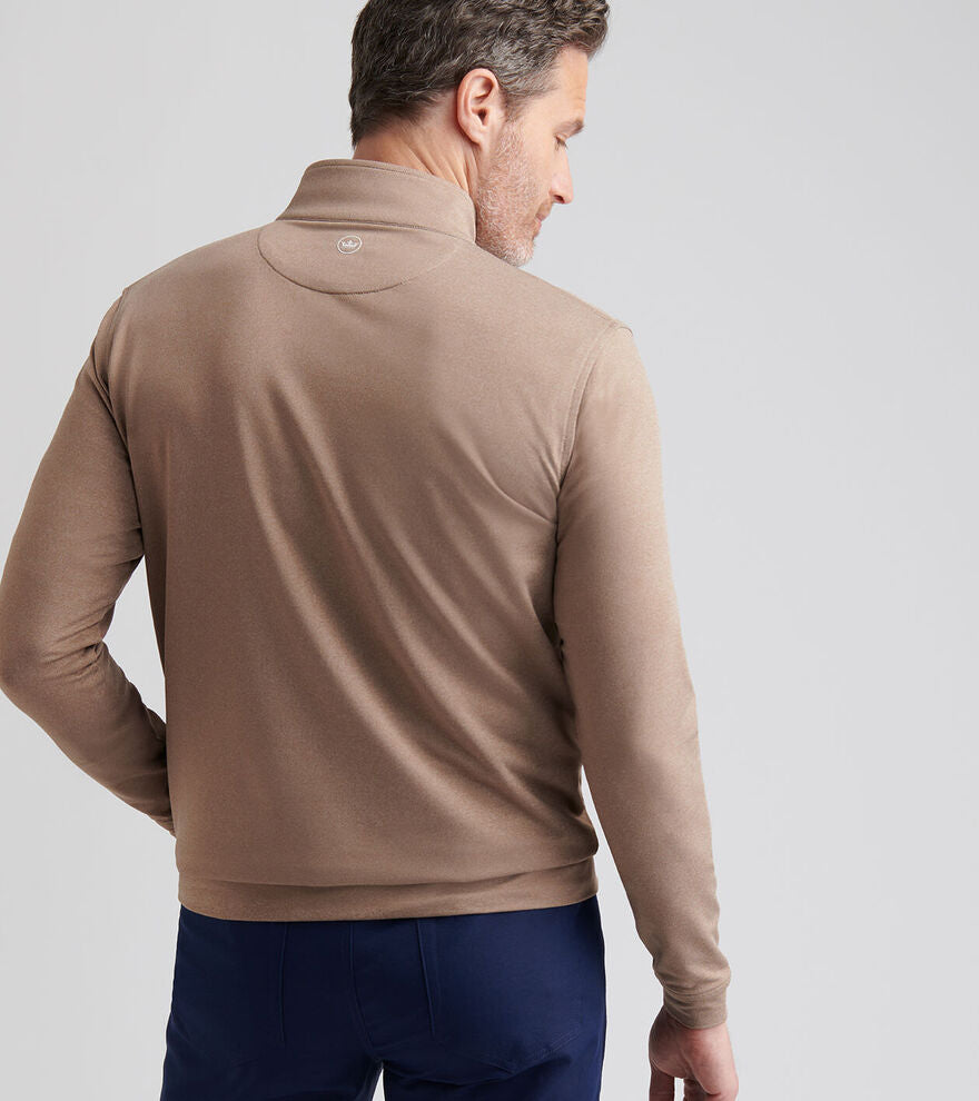 Peter Millar Mens Perth Melange Performance Quarter-Zip - POPLAR BROWN