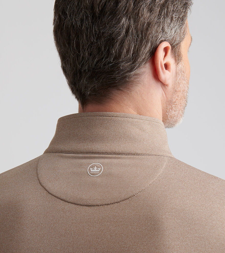 Peter Millar Mens Perth Melange Performance Quarter-Zip - POPLAR BROWN