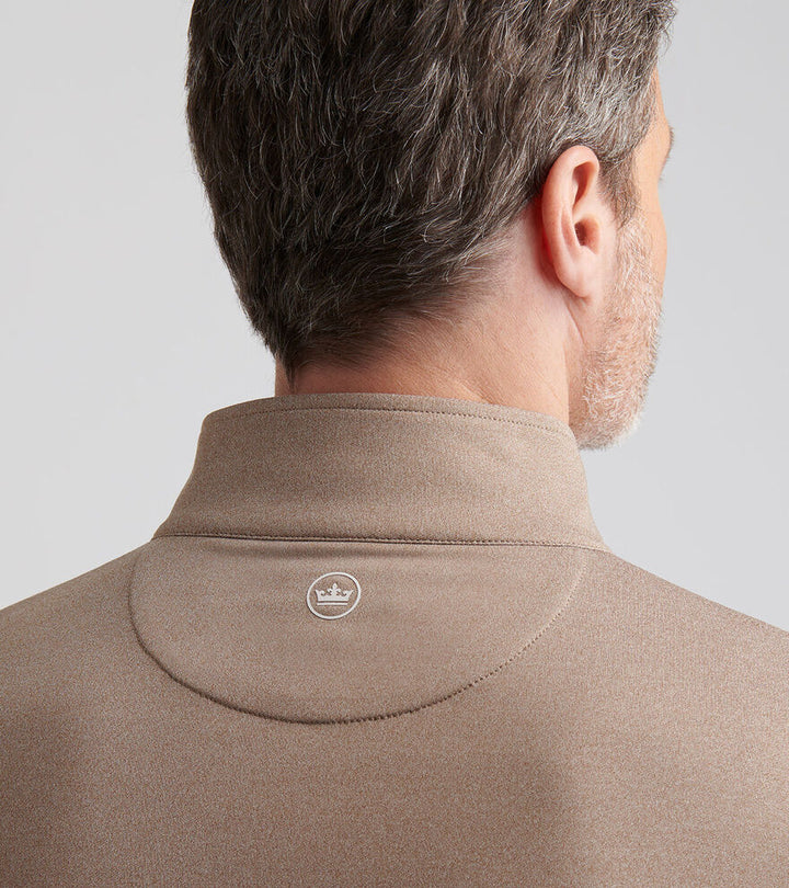 Peter Millar Mens Perth Melange Performance Quarter-Zip - POPLAR BROWN
