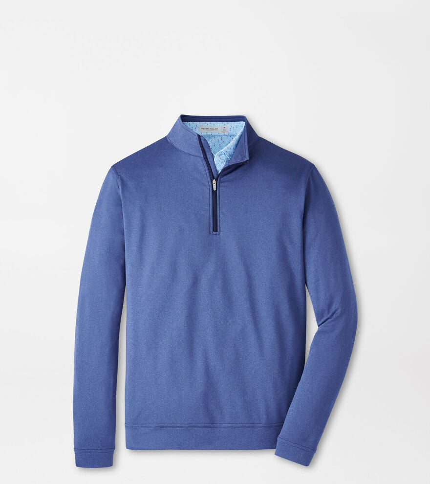 Peter Millar Mens Perth Mélange Performance Quarter-Zip - SPORT NAVY