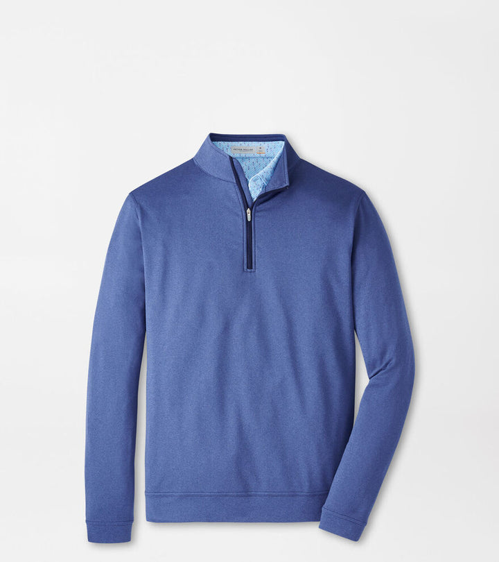 Peter Millar Mens Perth Mélange Performance Quarter-Zip - SPORT NAVY