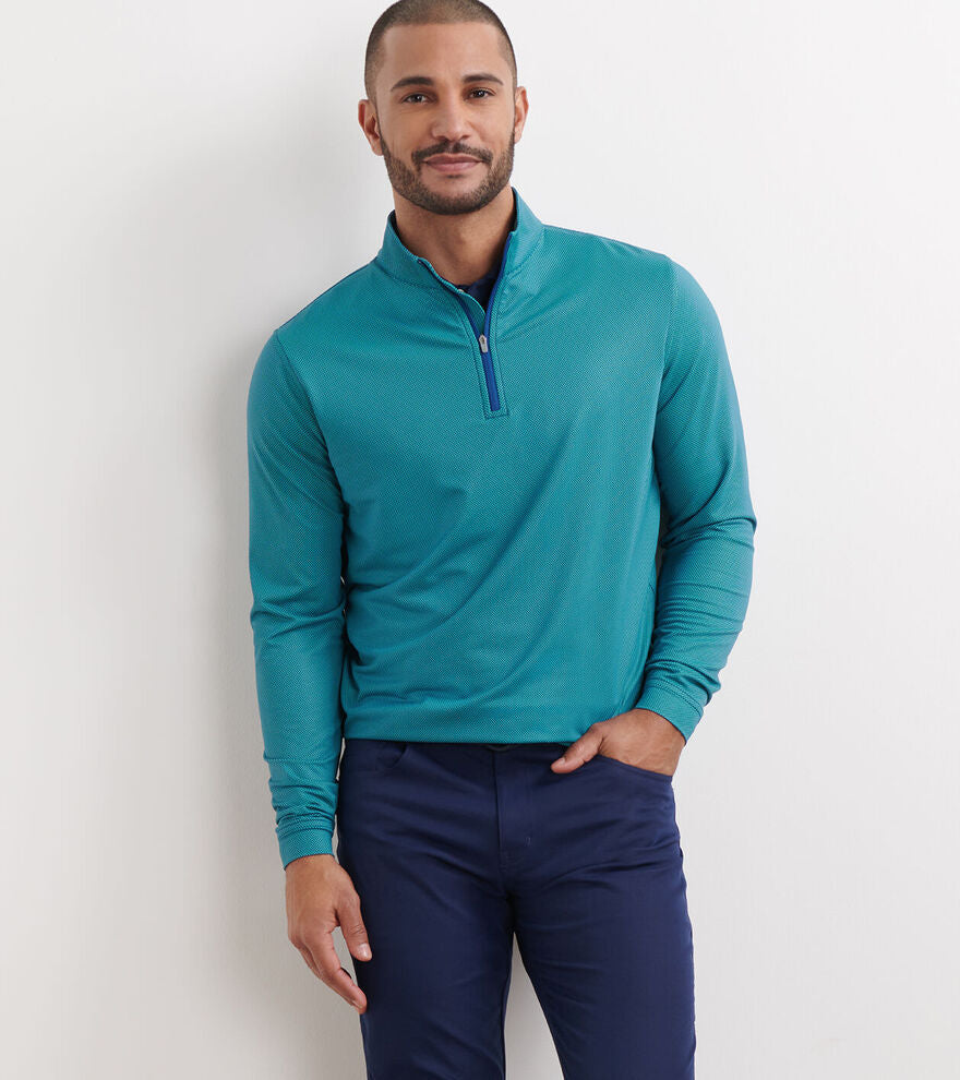 Peter Millar Men's Classic Fit Fit Perth Birdseye Performance Quarter Zip - SPORT NAVY