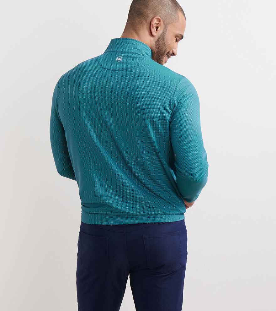 Peter Millar Men's Classic Fit Fit Perth Birdseye Performance Quarter Zip - SPORT NAVY