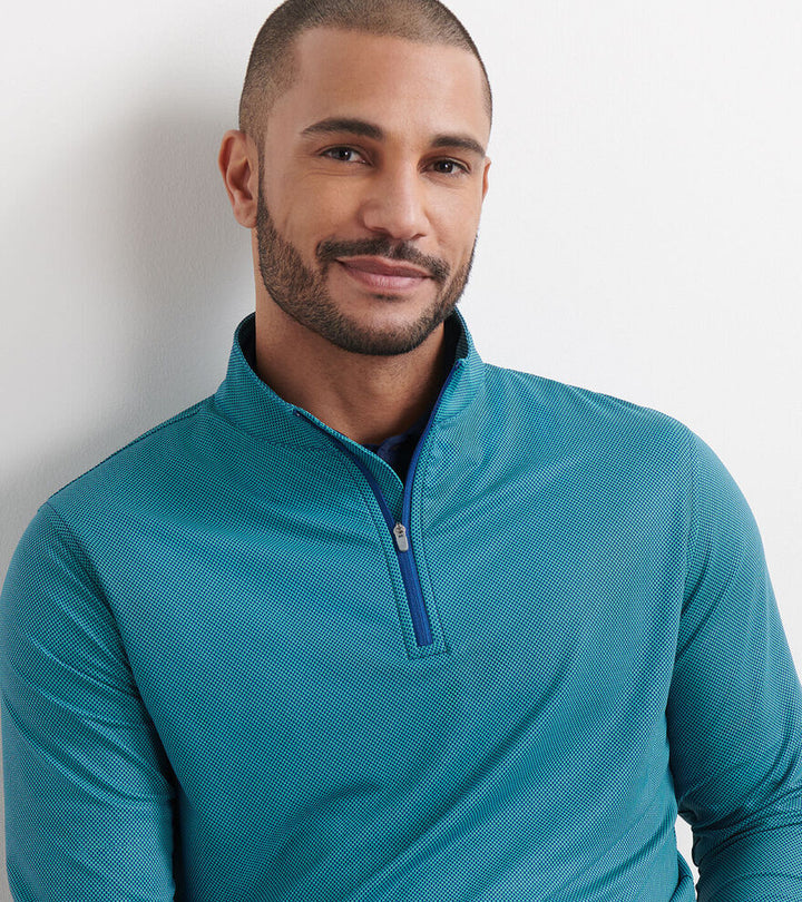 Peter Millar Men's Classic Fit Fit Perth Birdseye Performance Quarter Zip - SPORT NAVY