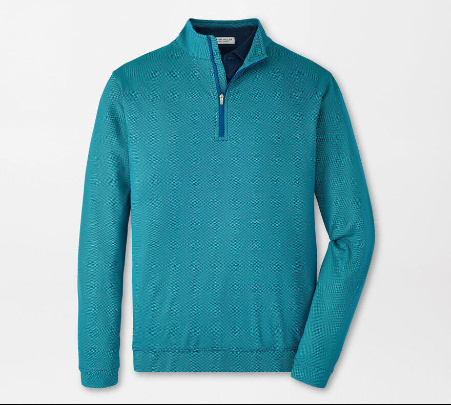 Peter Millar Men's Classic Fit Fit Perth Birdseye Performance Quarter Zip - SPORT NAVY