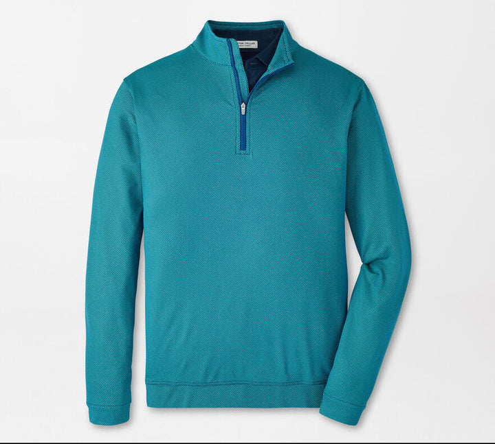 Peter Millar Men's Classic Fit Fit Perth Birdseye Performance Quarter Zip - SPORT NAVY