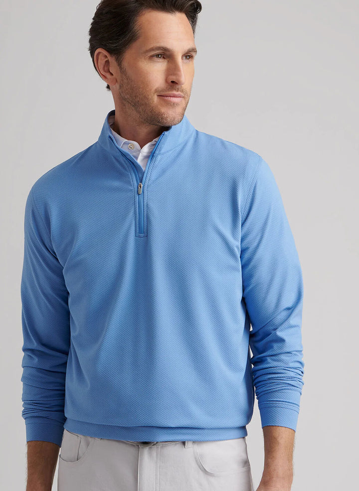 Peter Millar Mens Perth Cross-Hatch Performance Quarter-Zip - EVENING TIDE
