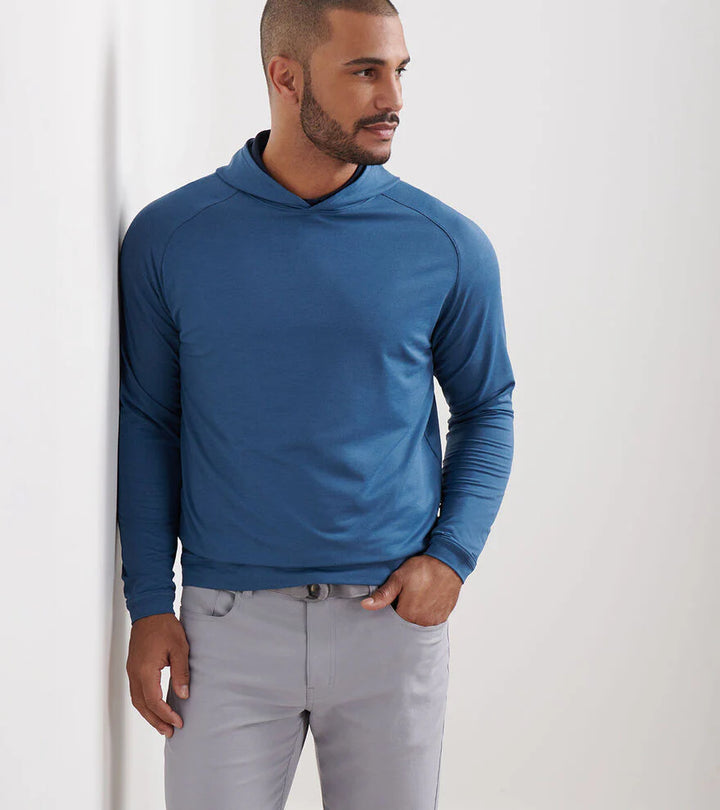 Peter Millar Mens Pine Performance Hoodie - BLUE HAZE