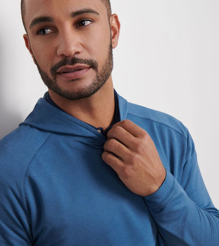 Peter Millar Mens Pine Performance Hoodie - BLUE HAZE