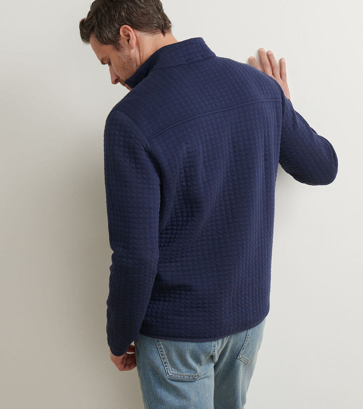 Peter Millar Men's Classic Fit Quad Quilted Quarter-Zip - NAVY