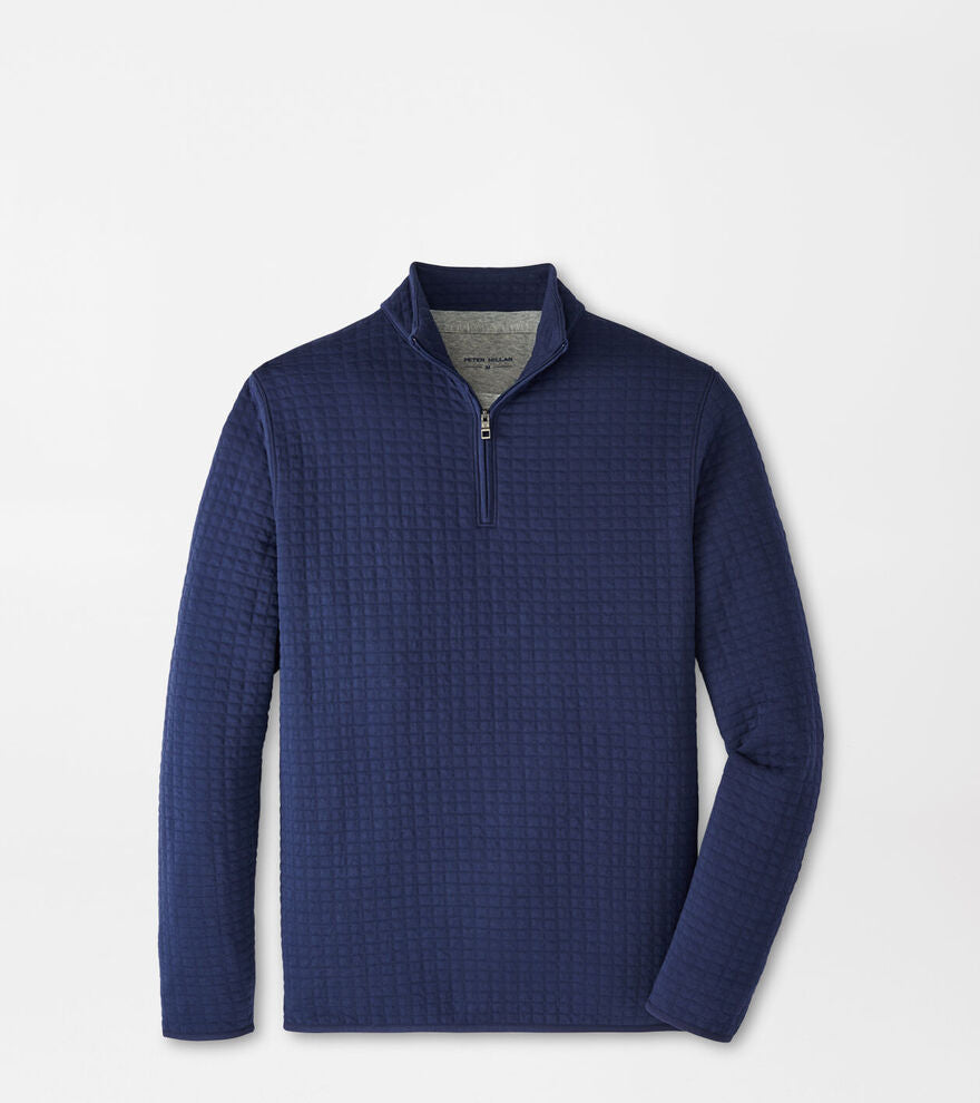 Peter Millar Men's Classic Fit Quad Quilted Quarter-Zip - NAVY
