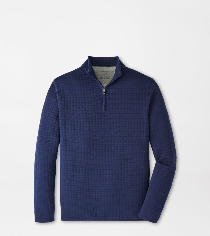 Peter Millar Men's Classic Fit Quad Quilted Quarter-Zip - NAVY