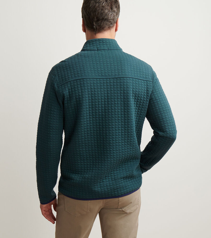 Peter Millar Men's Classic Fit Quad Quilted Quarter-Zip - NORDIC PINE