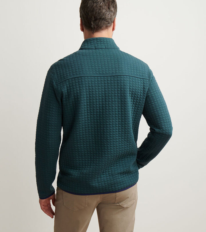 Peter Millar Men's Classic Fit Quad Quilted Quarter-Zip - NORDIC PINE