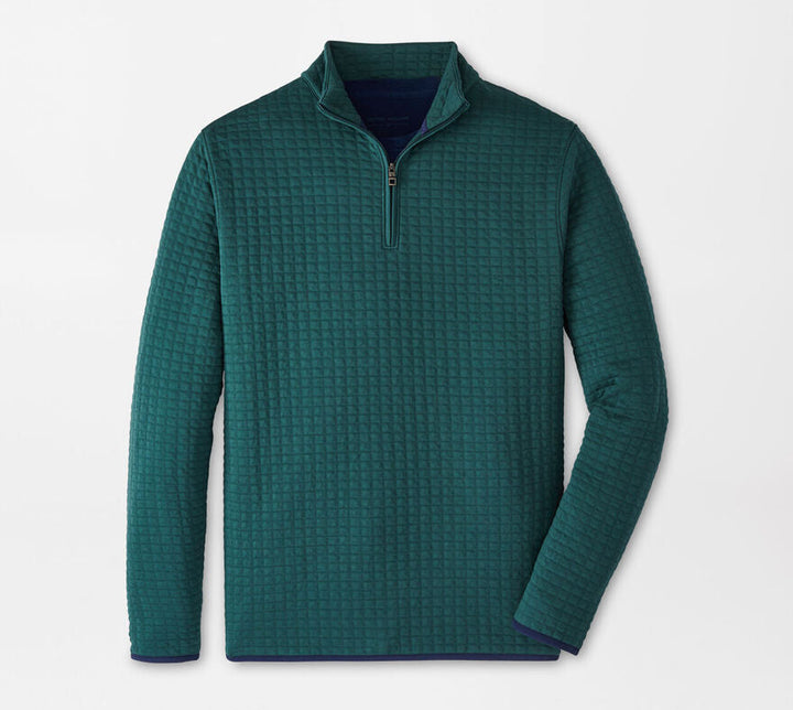 Peter Millar Men's Classic Fit Quad Quilted Quarter-Zip - NORDIC PINE