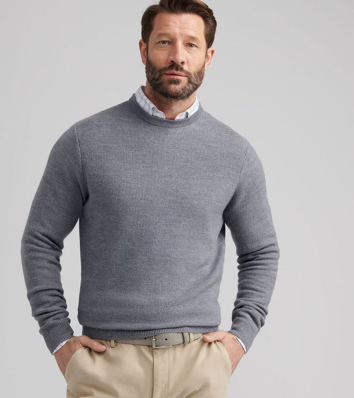 Peter Millar Men's Classic Fit Autumn Crest Honeycomb Crewneck Sweater - GALE GREY