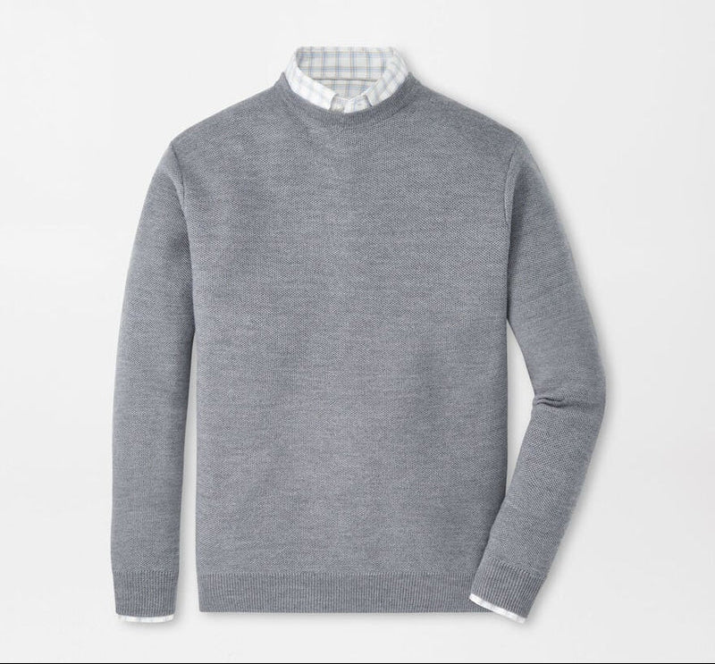 Peter Millar Men's Classic Fit Autumn Crest Honeycomb Crewneck Sweater - GALE GREY