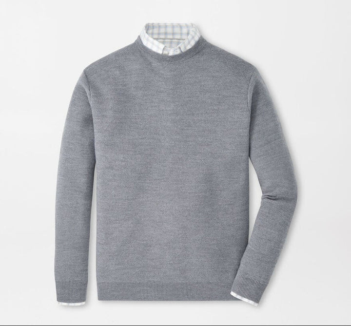 Peter Millar Men's Classic Fit Autumn Crest Honeycomb Crewneck Sweater - GALE GREY