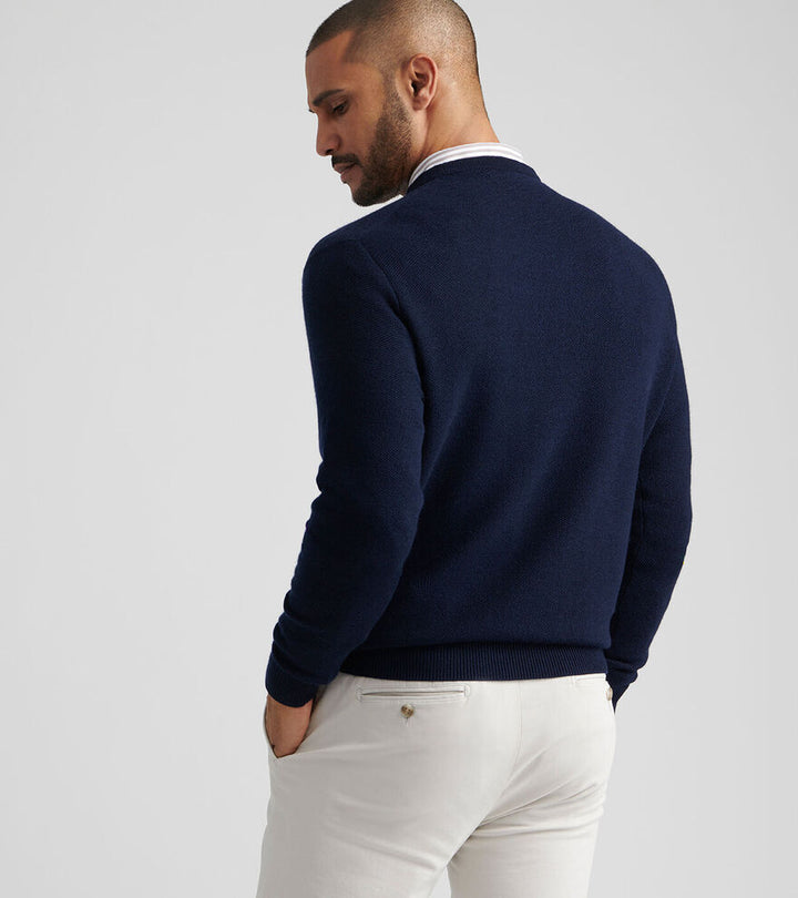 Peter Millar Men's Classic Fit Autumn Crest Honeycomb Crewneck Sweater - NAVY