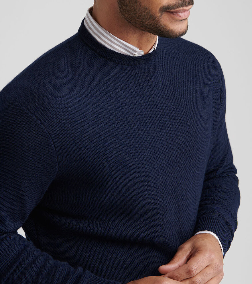 Peter Millar Men's Classic Fit Autumn Crest Honeycomb Crewneck Sweater - NAVY