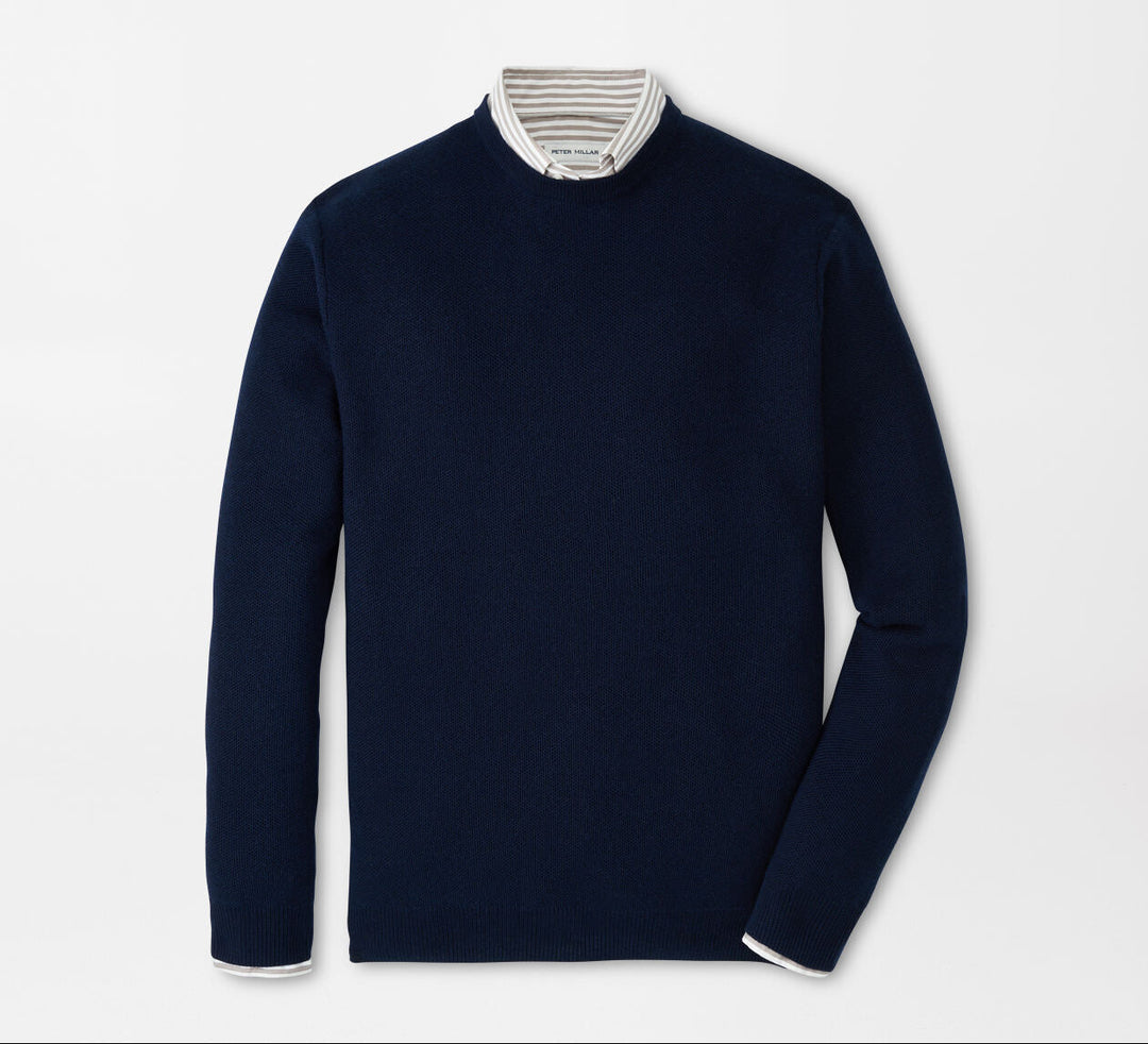 Peter Millar Men's Classic Fit Autumn Crest Honeycomb Crewneck Sweater - NAVY