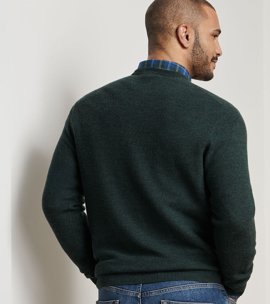Peter Millar Men's Classic Fit Autumn Crest Honeycomb Crewneck Sweater - NORDIC PINE