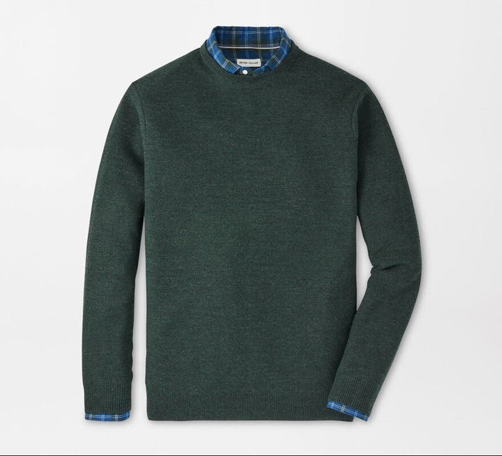 Peter Millar Men's Classic Fit Autumn Crest Honeycomb Crewneck Sweater - NORDIC PINE