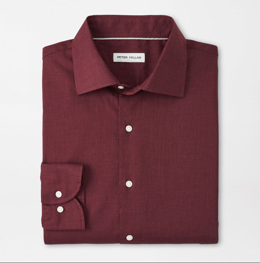 Peter Millar Men's Classic Fit Highlands Soft Twill Cotton Sport Shirt - AUTUMN FOLIAGE