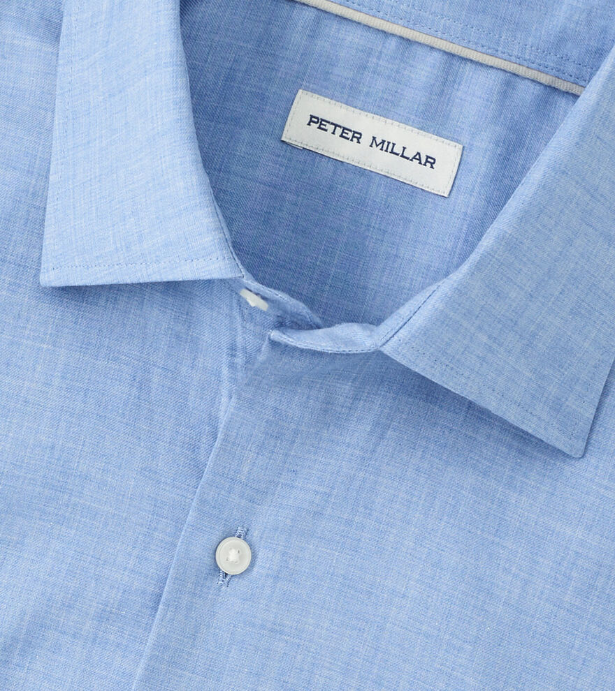 Peter Millar Men's Classic Fit Highlands Soft Twill Cotton Sport Shirt - RUDDY BLUE
