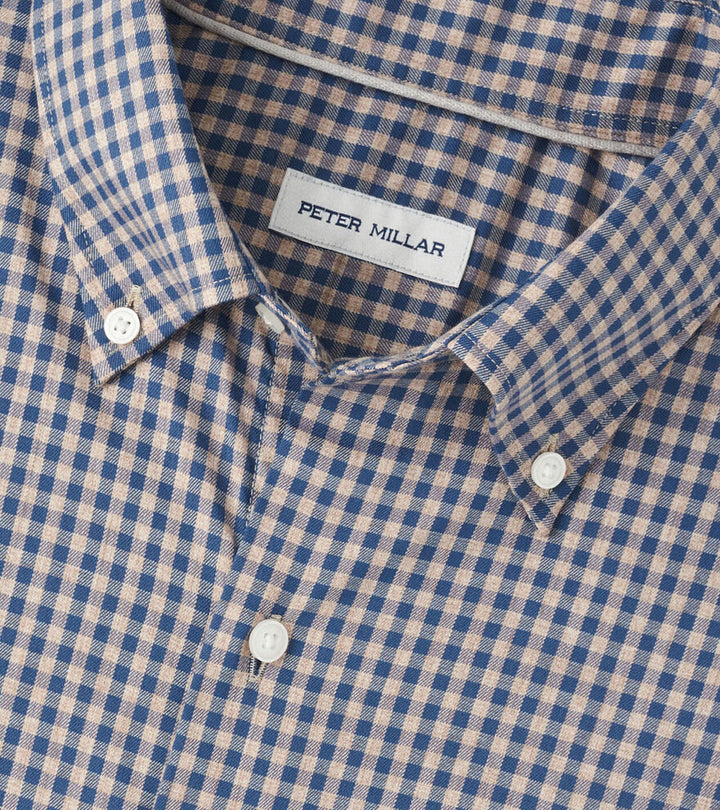 Peter Millar Men's Classic Fit Conway Crown Lite Cotton-Stretch Sport Shirt - POPLAR BROWN