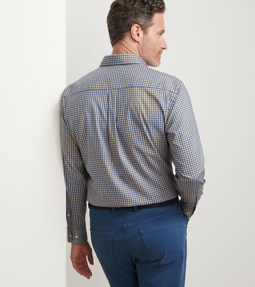 Peter Millar Men's Classic Fit Conway Crown Lite Cotton-Stretch Sport Shirt - POPLAR BROWN