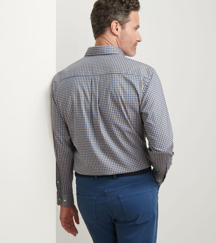 Peter Millar Men's Classic Fit Conway Crown Lite Cotton-Stretch Sport Shirt - POPLAR BROWN